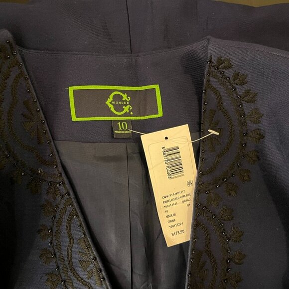 C. WONDER Women's Indigo Blue V-Neck Embellished Dress- Size 10 - NWT $178 - Picture 2 of 5